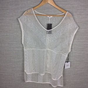 NWT BB Dakota Jack Senna Top Size L White Boho Crochet Pullover Swim Cover